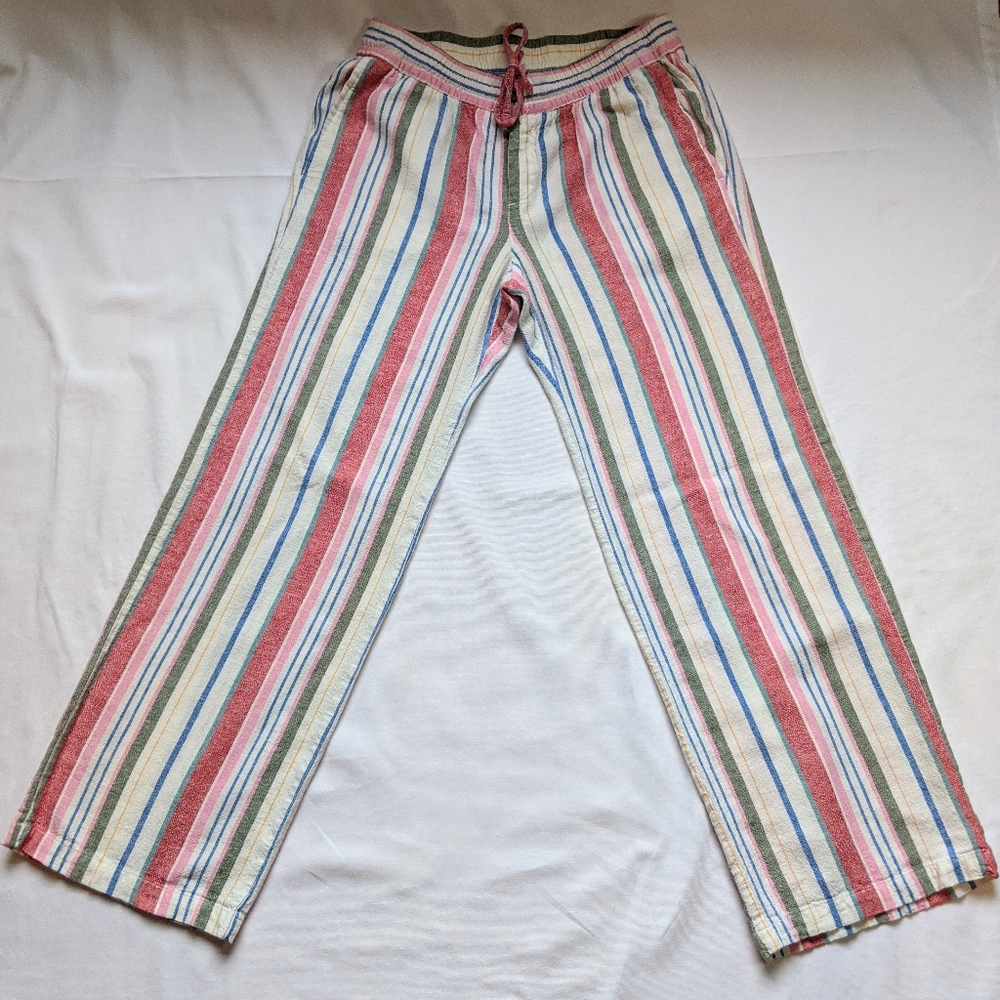 Old Navy Linen wide leg multi color stripe linen pants.